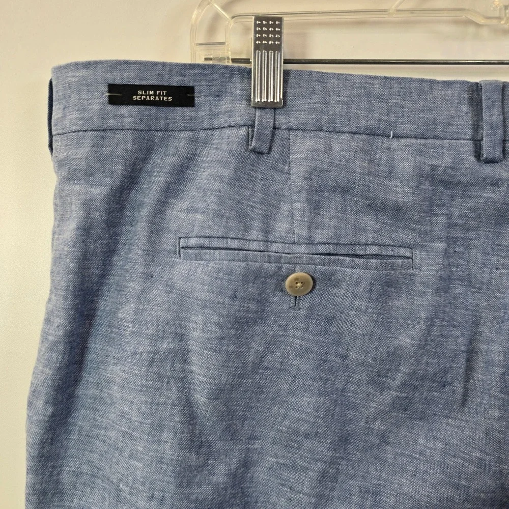 Joseph Abboud Mens Linen Cotton Casual Dress‎ Pants 44x30 Blue Summer Trousers